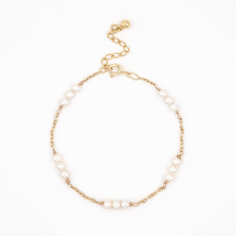Floating pearl chain bracelet by Melissa Joy Manning | Finematter