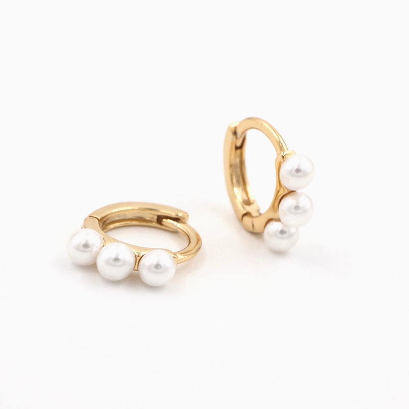 Tiny Pearl Hugger Hoops