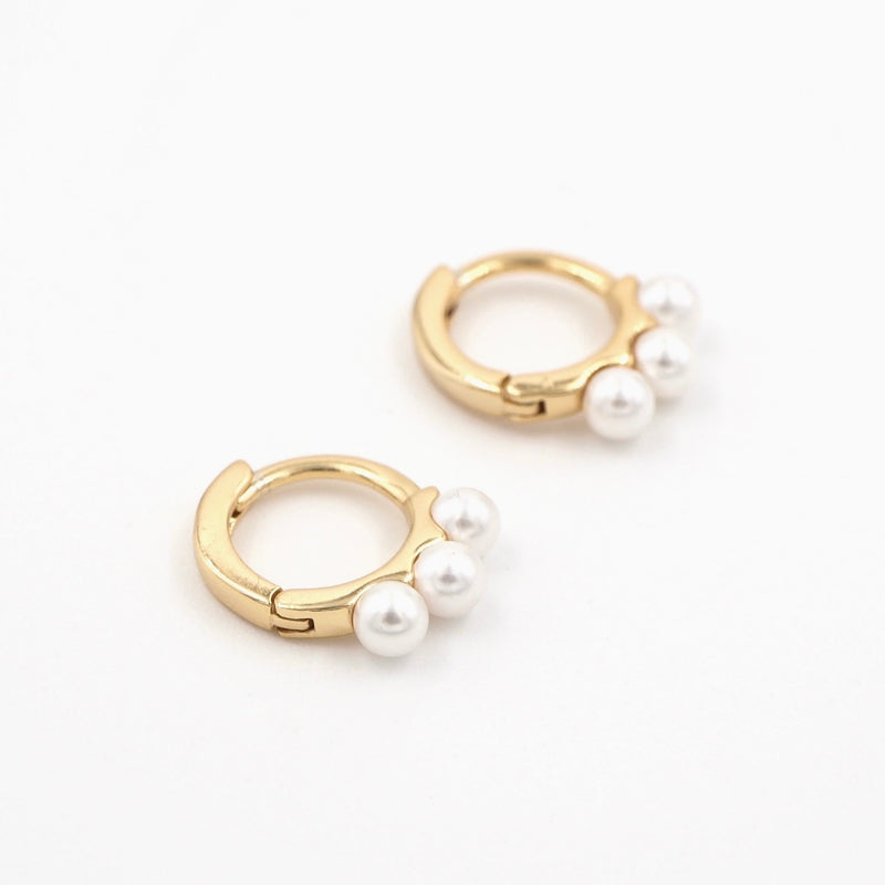 Tiny Pearl Hugger Hoops