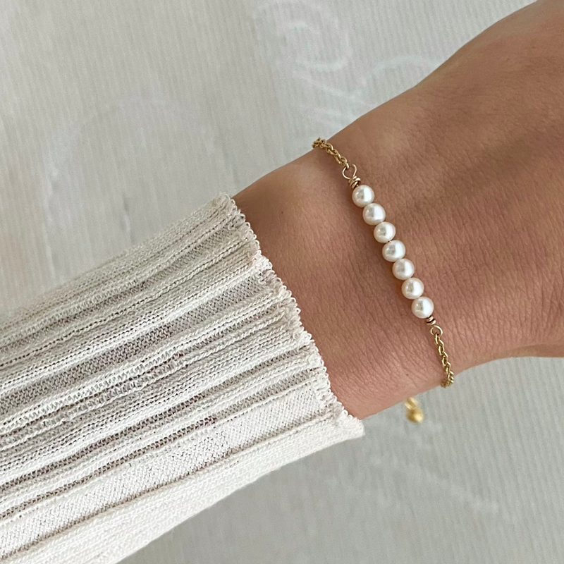 Seven Pearl Bar Bracelet